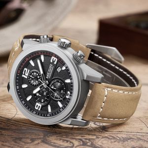 MEGIR ブランドの高級腕時計メンズスポーツ腕時計レザーストラップ腕時計クォーツ腕時計発光カジュアルレロジオ Masculino 2026