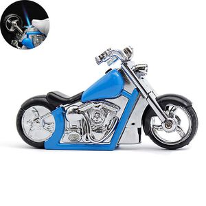 Creative Jet Torch Lighter Windproof Motorcycle Shape Blue Flame Cool Lighters Refillable Butane No Gas With LED Light SLGP