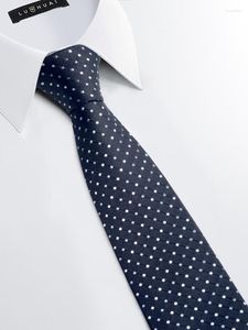 Flugor Herr 100 sidenslips Jacquard Cravat Polka Dot Halsduk Slips Affärskostym Skjorta High Density Vattentät Svart Blå