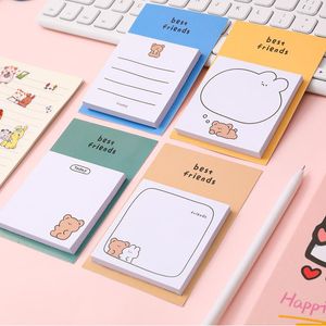 30 fogli Simpatico orso Note adesive Blocco note Kawaii Forniture di cancelleria estetica Accessori per ufficio Segnalibro per scrapbooking