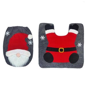 Pokrowce na deski sedesowe Home Cover Mat Christmas Cartoon Santa/Snowman/Elk Print podłoga w łazience dekoracja dywanowa
