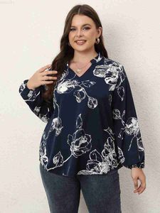 Women's Blouses Shirts Finjani Plus Size Fashion Woman Blouses 2022 Exquisite White Rose Print Pattern T-shirts Loose Elegant And Youth Woman Blouses L230712