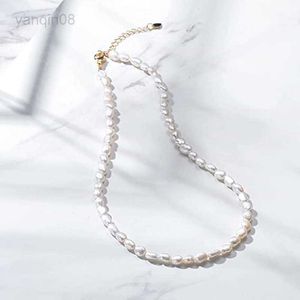 Hänge Halsband Barock 5-7mm Pearl Choker Halsband Strängar Kort liten justerbar kedja Handgjorda vintage smycken för kvinnor Girl Gift HKD230712