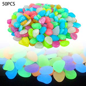 Garden Decorations 50PC Glow In The Dark Pebbles Luminous Stones Walkways Path Patio Lawn Yard Aquarium Fish Tank Decor 230711