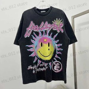 Homens camisetas Hop Sunflower Print T-shirt Wash Design Camiseta Homens Streetwear Camisa