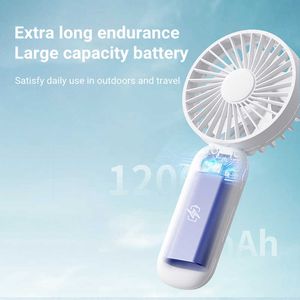 Elektriska fläktkameror 1200mAh Uppladdningsbart batteridrivet Mini Pocket Portable Handheld Air Cooling Fan för Outdoor Travel Wireless Ventilator Fan