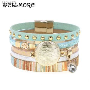 WELLMORE NUOVI bracciali in pelle modello per donna Bracciale in metallo in lega di zinco gioielli moda drop shipping all'ingrosso L230704