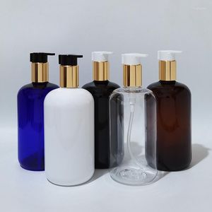 Bottiglie di stoccaggio 12pcs 500ml Flacone per pompa per lozione di alta qualità con shampoo anti-perdite in alluminio oro Gel doccia Contenitore per cosmetici