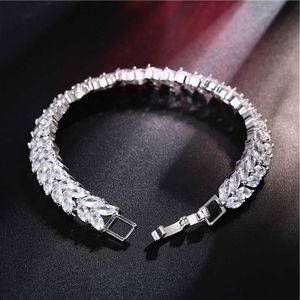 8mm Vintage Cubic Zirconia Tennis Bracelet With Extention Clasp Copper Wheat Marquise Cut Wedding Bridal White Gold Plated Chain Bracelets Bangle For Women Jewelry