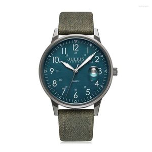 Armbanduhren Julius Man Herrenuhr Japan Quarz Homme Stundenuhr Auto Datum Feine Mode Canvas Strap Jungen Retro Geburtstag Geschenkbox