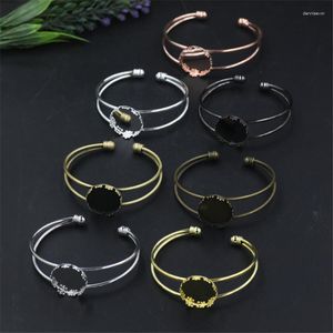 Bangle 5 Pieces Round 20mm Cabochon Base Bangles 7 Colors Plated DIY Blanks