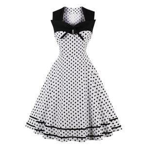 Costumi da bagno a pois da donna Abito retrò femminile senza maniche anni '50 anni '60 Abito vintage Pin Up Rockabilly Abiti da festa Plus Size 4xl Abiti