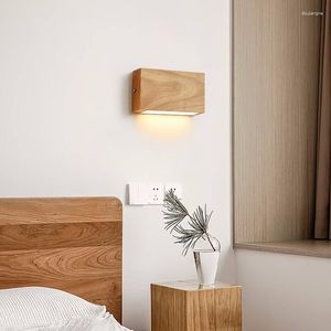 Wall Lamp Japanese-Style Lights Staircase Solid Wood Lamps Bedroom Study Living Room Background Decorative Lighting Fixture