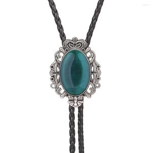 Pendant Necklaces Bolo Tie Western Cowboy Opal Rodeo Leather Necktie