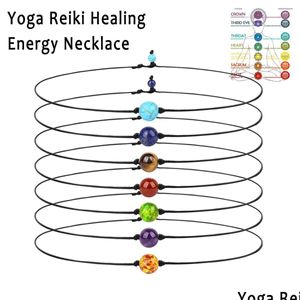 Hänge Halsband Natursten Chakra Gem Pärlor Halsband Kvinnor Yoga Reiki Healing Ncing Maxi För Smycken Drop Delivery Hängen Dhrrq