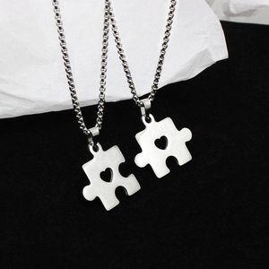 Pendant Necklaces 2023 Love Puzzle Necklace For Women Men Fashion Funny Titanium Steel No Fade Heart Chain Jewelry Cute Couple Accessories