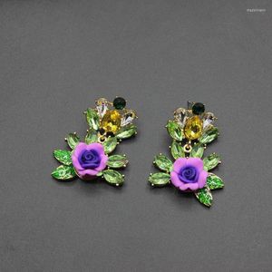 Stud Earrings Baroque States Garden Street Colorful Ceramic Flower Luxur Multicolor Porcelain 729