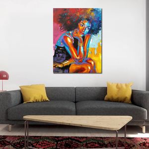 Modern Female Abstract Art on Canvas Thinking Lady Textured Handmade Oil Painting Wall Decor