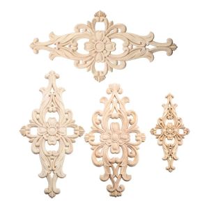 Decorative Objects & Figurines Applique Unpainted Floral Wood Carved Corner Wooden Carving Decal Furniture Cabinet Door Frame Wall Home Deco