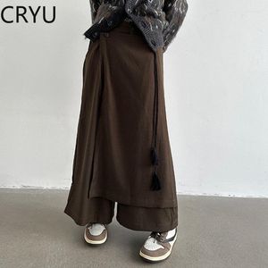Męskie spodnie C Y jednokolorowe szerokie nogawki garnitur culottes męskie niszowy projekt Patchwork styl japoński odzież męska 2023 moda jesienna 9A6676