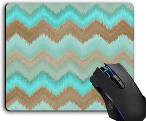 Fare Pad, Kahverengi Mavi Aqua Turkuaz Ikat Zigzag Desen Bilgisayar Mouse Pads Masa Aksesuarları kaymaz kauçuk taban, Mousepad