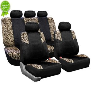 New Plush Luxury Leopard Print Car Seat Cover 5 Seat Universal Fit Most Car Winter Auto Seat Cushion Protector 9PCS