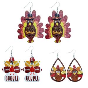 Dangle Chandelier Thanksgiving Turkey Earring Sunflower Wooden Pumpkin Maple Leaf Earrings For Women Girls Jewelry Drop Delivery Dhk1X