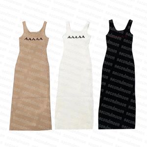 Women Long Knits Dress Letters Jacquard Knitted Dresses Spring Summer Designer Dress Sexy Sleeveless Dresses