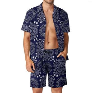 Tute da uomo Stampa Mandala Completi da uomo Arte astratta Pantaloncini casual Abbigliamento da mare Set di camicie Novità Abito a maniche corte Oversize