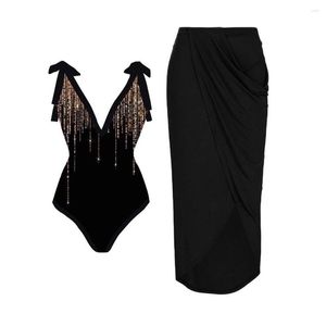 Costumi da bagno da donna Fashion Gradient Black Bikini 2023 Papillon Costume da bagno intero Scollo a V sexy Summer Beach Wear Swimming Backless Slim