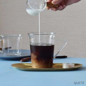 マグカップ ガラス コーヒーマグ ハンドル付きガラス ラテカップ 朝食マグ ミルクウォーター カクテルガラスカップ ビールグラス R230712