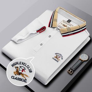 Polos Masculinos MLSHP Golf Cotton Camisas Polo Masculinas Luxo Cor Sólida Manga Curta Verão Negócios Casual Camisas Polo Masculinas Bordadas Man Tees 230711