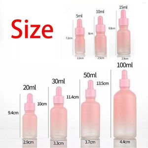 Storage Bottles Dropper Bottle Sample Portable Travel Pipette Liquids Fittngs 1 Set Easy To Use Container Mini Thick Pink Frosted Glass