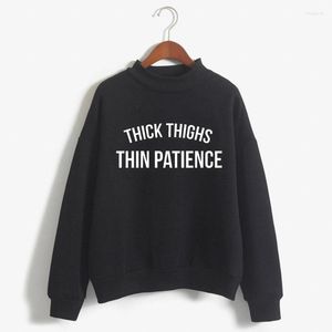 Frauen Hoodies Dicke Oberschenkel Dünne Geduld Druck Frauen Sweatshirt Koreanische Oansatz Gestrickte Pullover Herbst Winter Candy Farbe Kleidung