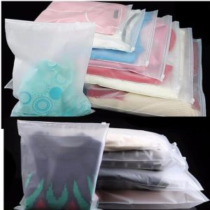 Bolsa de armazenamento de viagem Sacos de plástico fosco reutilizáveis com zíper Bolsa de embalagem reutilizável para roupas Joias Pacote de alimentos