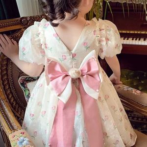 Girl's Dresses 4-12 Years Kids Summer Floral Dresses for Girls Back Big Bow Princess Dress 2023 Children Clothing Toddler Cute Outfits 6 8 9 5HKD230712