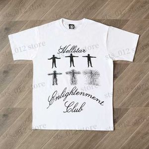Men's T-Shirts Men Front Enlightenment Club Tee Women Back Embroidery Pearl Face Short Sleeve T240516