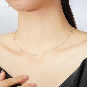 Kolye Kolyeler Bamoer CZ Bağlantı Zinciri Kolye Kadın Suçlama Kolye Lüks Takı Kısa Metal Kolyeler 925 STERLING Gümüş Takı SCN393 HKD230712