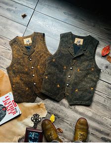 Herren-Tanktops, Tailor Brando, amerikanische Retro-Weste im 12-Unzen-Grün-Persimmon-gefärbten Canvas, chinesische antike Handwerkskunst, gewaschen, im Alter von Western-Stil, 230711