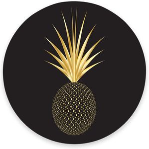 Złoty ananas czarny okrągły podkładka pod mysz śliczna podkładka pod mysz do gier wodoodporna antypoślizgowa gumowa podstawa podkładki pod mysz 7,9x0,12 cala
