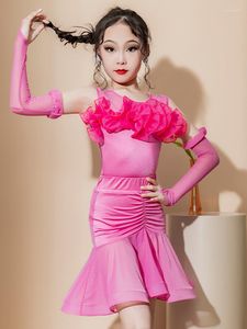 Стадия Wear Girls Latin Dance Dress Set Costume Kids Cha Rumba одежда розовая танцевальная одежда DNV18146