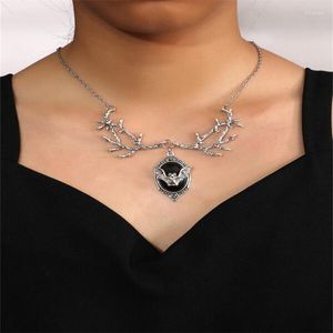 Choker Vintage Mörk Gotisk Bat Branch Halsband Hänge Charm Vampyr Cameo Dam Present Bröllop Wicca Witch Smycken