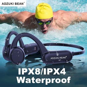 Earphones True Bone Conduction Earphone Ipx8 Waterproof Swimming Headphones Bluetooth Wireless Ipx4 Sports Headset Tws with Mic Sd Card