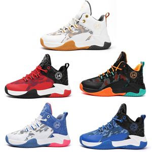 2023 Kinder Basketballschuhe Jungen Mädchen Atmungsaktiv Weiß Blau Schwarz Orange Rot Goldene Herren Trainer Outdoor Sport Farbe5