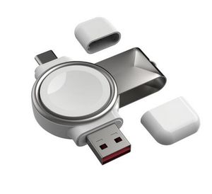 Carregador sem fio portátil 2 em 1 para estação de carregamento rápido magnético iWatch Type-C USB para Apple Watch Series 7 6 SE 5 4 3 2 na caixa de varejo