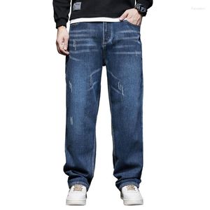 Jeans Masculino Plus Size 42 Azul Straight Loose Cargo Jeans Roupa Casual Outono Calças Haroun Partes de Baixo Masculinas