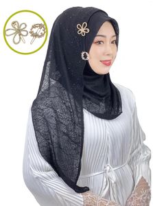 エスニック服イスラム教徒ヒジャーブメッシュテクスチャターバンダイヤモンドエレガントな女性ヒジャーブ送信ヘアアクセサリースカーフイスラム