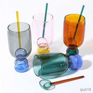 Mugs Cocktail Drinking Glass Gift Set Birthday Gift Goblet Glass Cocktail-glass Glass Mug Tea Spoon Glass R230712