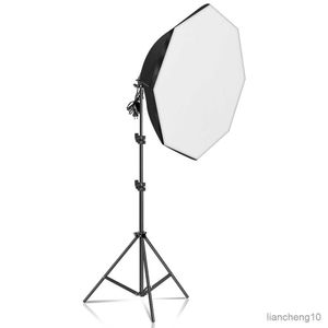 Flash Diffusers SH Photo 70cm Octagon Softbox Kit Use For LED Light Brightness Flash With 2M Stand Photo Studio Accessories Various Of Bulb R230712