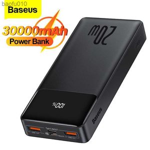 Baseus 30000mAh Power Bank PD 20W Carregamento Portátil Bateria Externa Pacote de Carregador 20000mAh Powerbank Para iPhone Xiaomi PoverBank L230712